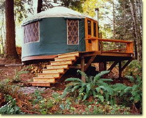 Yurt in the forest behind my gorgeous pretend mountain cottage. A girl can dream. Yurt House, Pacific Yurts, Yurt Life, Bunkie Ideas, Building A Yurt, Round Homes, Yurt Camping, Yurt Home, Yurt Living