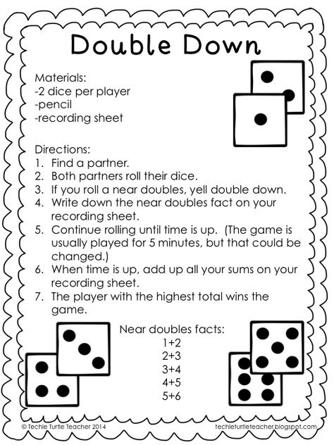 Techie Turtle Teacher: freebie - double down dice game for near doubles addition strategy Doubles Plus 1, Near Doubles, Doubles Addition, Math Doubles, Doubles Facts, Math Night, People Reading, Math Number Sense, Math Intervention