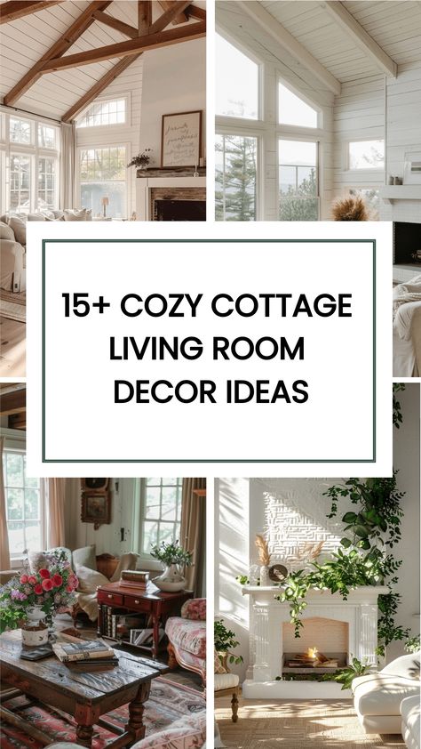 Here are 15+ Cozy Cottage Living Room ideas with fireplace or not! Cottage core is definitely in this year! I find it so interesting as recently, it seems most people are really looking to slow down and adopt a slower pace in every area of their lives. Living Room Inspiration Cottage Core, Cottage Core Decor Living Room, Cottage Interiors Living Rooms, Small Cottage Living Room, Cottage Living Room Decor, Cosy Cottage Living Room, Modern Cottage Living Room, Cottage Design Interior, English Cottage Living Room