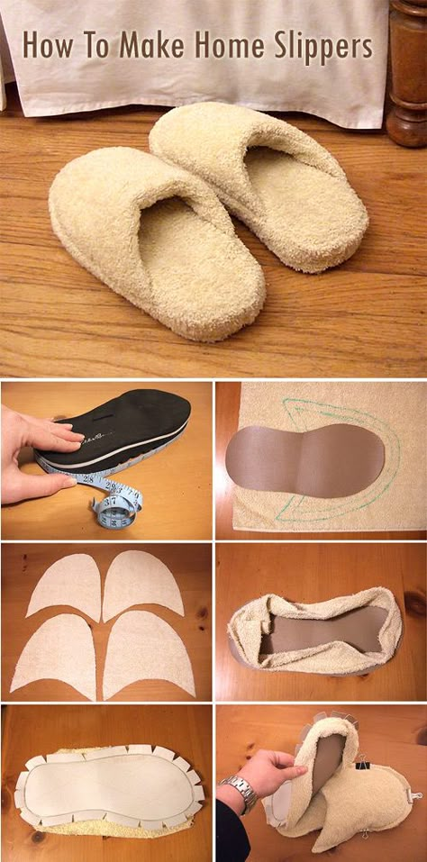 Slippers Diy, Sewing Slippers, Slippers Crochet, Spa Slippers, Diy Slippers, Crochet Shoes Pattern, Machines Fabric, Slippers Pattern, Small Sewing Projects