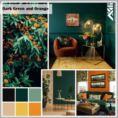 Green and orange interior design ideas Cozy Bed Aesthetic, Emerald Green Living Room, Burnt Orange Living Room, Bed Aesthetic, Deco Orange, Simple Bed Designs, Bed Design Ideas, Orange Rooms, Orange Home Decor