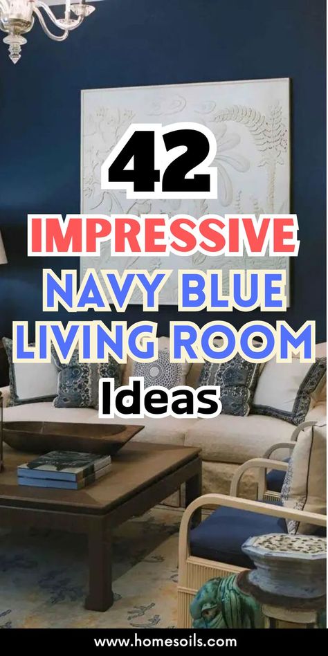 Discover 42 chic navy blue living room concepts to create a sophisticated and stylish space. Explore elegant decor, modern accents, and creative designs perfect for enhancing your room. Transform your living room with these inspiring navy blue ideas. Living Room With Navy Walls, Navy Walls Grey Sofa, Grey Room With Blue Accent Wall, Dark Navy Living Room Walls, Navy Color Pallets For The Home, Navy And Ivory Living Room, Slate Blue Accent Wall Living Room, Rugs For Navy Blue Couch, Blue Family Room Walls