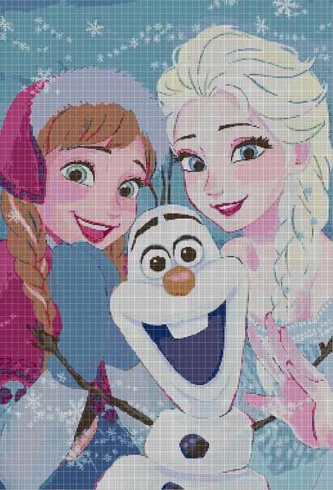 Stitch Pics, Frozen Cross Stitch, Digital Computer, Frozen 2, Stitch Disney, A Pattern, Plastic Canvas, Toddler Gifts, Disney Frozen