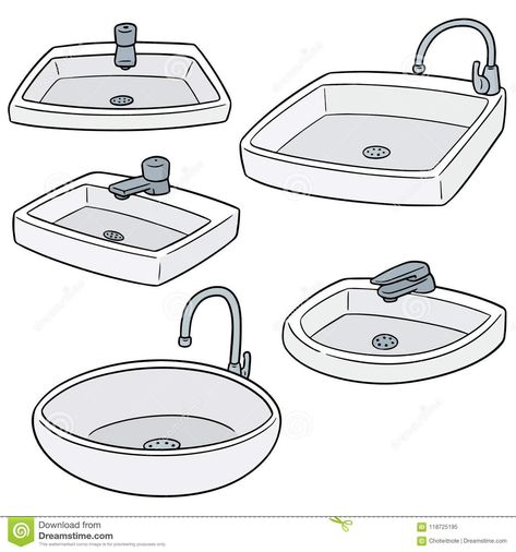 Sink Drawing Reference, Sink Sketch, Sink Illustration, Sink Drawing, Bathroom Drawing, Australian Tattoo, Presentation Tips, Kitchen Drawing, Isometric Drawing