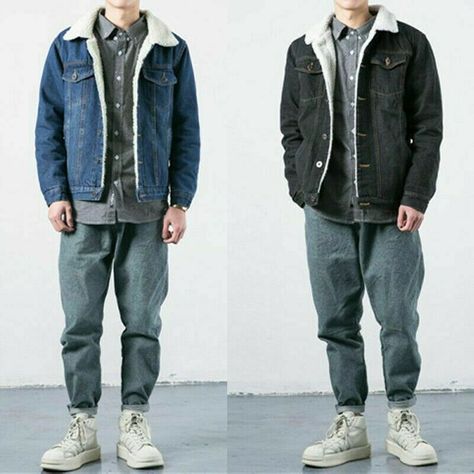 Mens Denim Sherpa Jacket Outfit, Sherpa Jacket Mens Outfit, Sherpa Denim Jacket Outfit Men, Sherpa Denim Jacket Outfit, Wool Jacket Outfit, Denim Wool Jacket, Sherpa Outfit, Denim Jacket Sherpa, Fleece Lined Denim Jacket