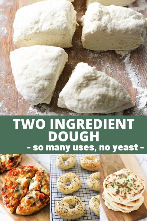 Dough Recipe No Yeast, Dough No Yeast, Yoghurt Flatbread, Pizza Scrolls, 2 Ingredient Biscuits, Two Ingredient Dough, Custard Pie Recipe, Easy Pie Crust, Flat Breads