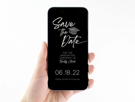 Save The Date Text Message, Graduation Save The Date, Save The Date Text, Digital Save The Date, Save The Date Digital, Grad Invitations, Save The Date Template, Graduation Invitation, School Event