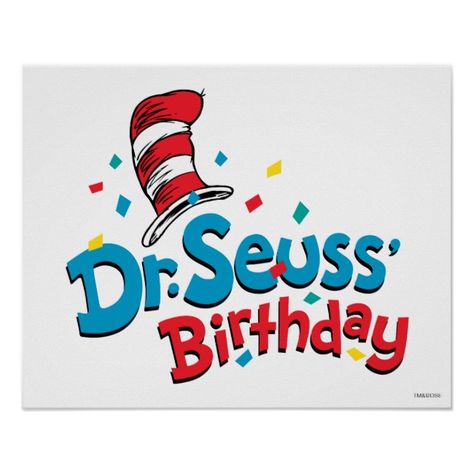 Dr. Seuss' Birthday Poster #drseuss #happybirthdaydr #dr #thecatinthe #Poster #DrSeuss #character #cartoon #gifts #giftideas #merch #officialmerch Dr Seuss Posters, Happy Birthday Dr Seuss, Happy Birthday Dr, Dr. Seuss, Dr Seuss Day, Logo Character, Dr Seuss Birthday, Seuss Party, Birthday Postcards