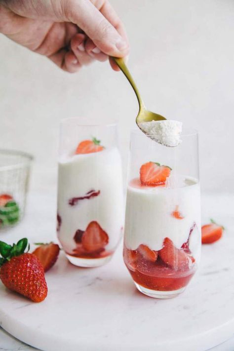 Yogurt Mousse (with Limoncello) | Jernej Kitchen Yogurt Mousse Recipe, Spring Dessert Ideas, Kawaii Cafe, Berry Desserts, Yogurt Mousse, Baking Lessons, Strawberry Pudding, Spring Recipes Dessert, Cheesecake Oreo