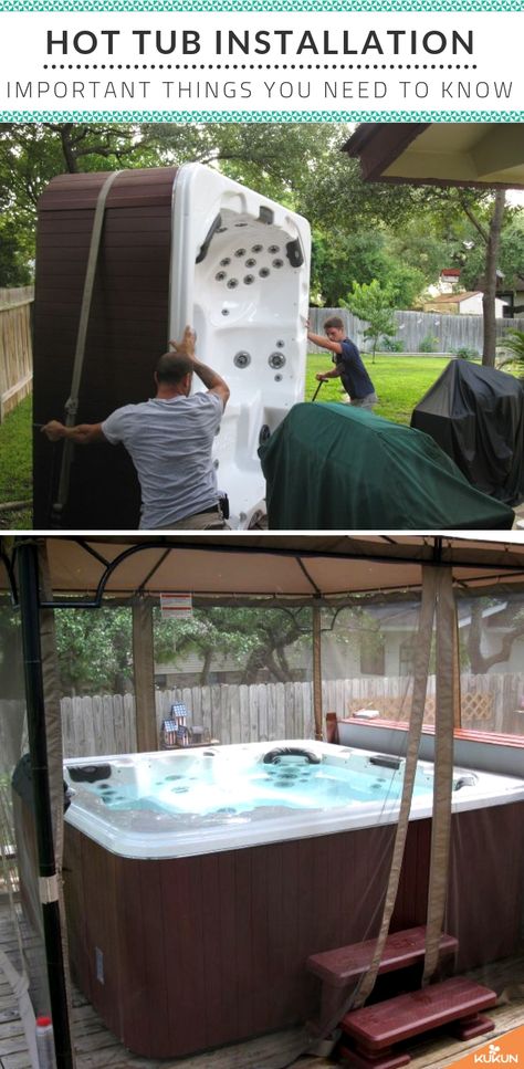 Installing A Hot Tub, Hot Tub Installation, Hot Tub Set Up, Hot Tub Patio Ideas On A Budget, Hot Tub Ideas Backyard Budget, Hot Tub Decorating Ideas, Gravel Yard, Lake Deck, Hot Tub Bar