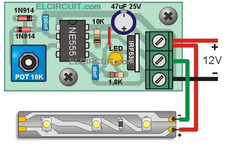 LED Strip Dimmer circuit Electronics Engineering, Electrical Circuit Diagram, Led Projects, Electronic Schematics, Electronic Circuit, Electrical Projects, Led Diy, Circuit Projects, Led Dimmer