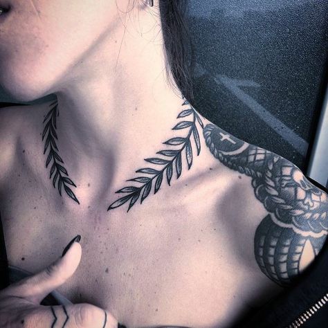 Laurel Tattoo, Black Crow Tattoos, Laurel Wreath Tattoo, Collar Tattoo, Wreath Tattoo, Torso Tattoos, Crow Tattoo, Strength Tattoo, Neck Tattoo For Guys