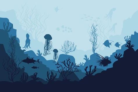 Outline Coral Reef And Fish Vectors 86018 Vector Art at Vecteezy Underwater Illustration, Swimming Sea, Ocean Plants, Ocean Background, Ocean Illustration, Underwater Ocean, Sea Illustration, Ocean Backgrounds, Underwater Theme