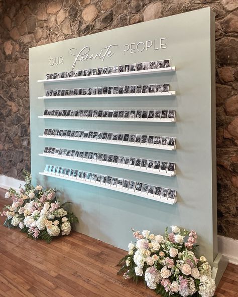 We keep this love in a photograph 🤳🏼📷💕 Kelsie and Zach’s escort display beautifully showcased friends and family in black and white Polaroid prints. We love how clean and elevated the B & W pics look amongst the sage wall! Venue @poplarspringsmanor Florals @sherry_bayat Wall @blissfuldesignanddecor Signage @blissful_creations_by_jess Polaroid Wall Wedding, Black And White Polaroid, Polaroid Prints, W Pics, Wedding Design Inspiration, Polaroid Wall, Seating Chart, Seating Charts, Wedding Design