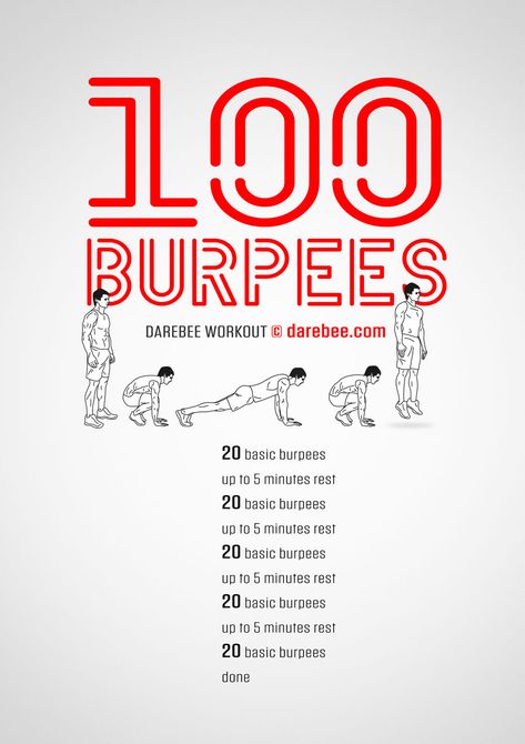 100 Burpees Workout Burpees Workout, Burpee Workout, Workouts Cardio, Monday Workout, Workout List, Dumbell Workout, Spinning Workout, Fitness Challenges, Weekly Workout Plans