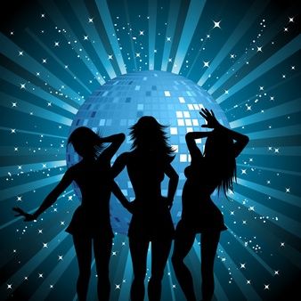 Silhouettes of sexy females on mirror ball background Ball Background, Dance Background, Silent Disco, Dj Logo, Sparkles Background, Christmas Tree Background, Silhouette People, Music Flyer, Flow Arts