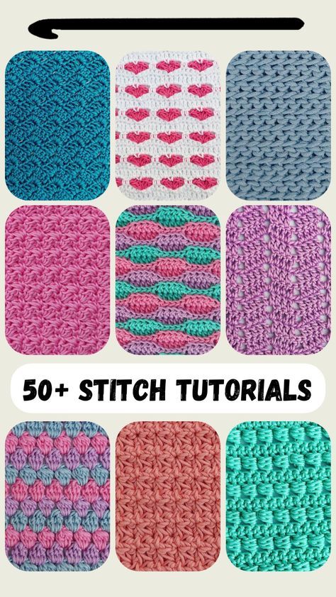 Looking for a fun crochet stitch? Check out the Stitch Library for tutorials of 50+ crochet stitches. Crochet Plaid Stitch, Pretty Crochet Stitches Free, Basic Crochet Stitches For Beginners Tutorial, Open Crochet Stitches Free, Crochet Stitches Pattern, Flower Crochet Stitches, Different Crochet Stitches Easy Patterns, Crochet Stitches Free Pattern, Unique Crochet Stitches Free