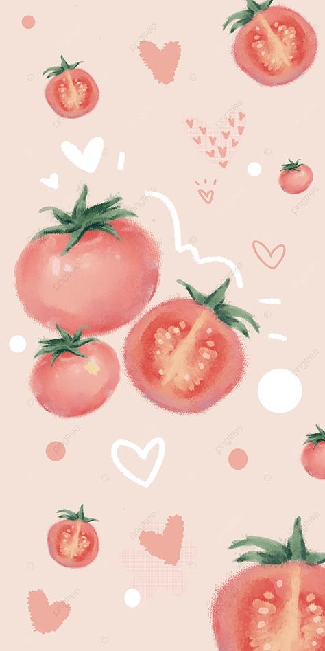 Cute Watercolor Tomatoes Mobile Wallpaper Background Tomato Wallpaper, Watercolor Tomatoes, Cute Tomato, Cute Wallpapers For Ipad, Fruit Wallpaper, Soft Wallpaper, Cute Simple Wallpapers, Phone Wallpaper Design, Cool Wallpapers Art