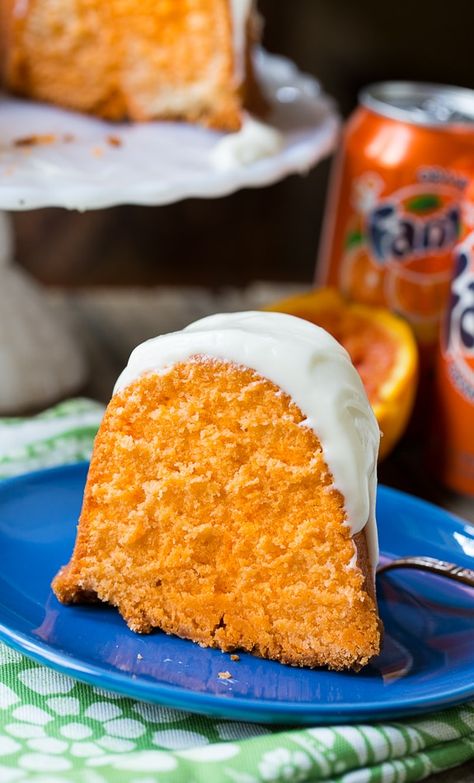 Fanta Pound Cake - Spicy Southern Kitchen Orange Fanta Cake, Pound Cake With Cream Cheese, Orange Cake Recipe Easy, 7up Pound Cake, Delish Cakes, Spicy Southern Kitchen, Orange Pound Cake, Bundt Recipes, Dessert Treats