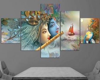 indian home decor, hindu wall decor, hindu wall decor, large wall art, large canvas art, spiritual wall art,indian wall art,	
indian wall decor, krishna painting, radha krishna,	5 piece canvas,
bedroom wall decor,hindu decor, Radha Krishna Paintings, Paintings For Wall, Art Large Canvas, Radha Krishna, Wall Decoration, Krishna, Canvas Wall, Canvas Wall Art, Paintings