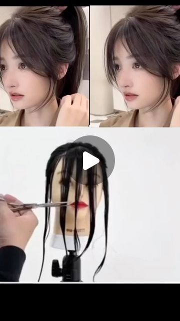 Face Charts, Balayage, Cut Bangs Tutorial, Asian Makeup Tutorials, Korean Makeup Tips, Bangs Tutorial, Asian Haircut, Make Up Tutorials, Simple Makeup Tips