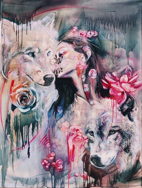 Dimitra Milan, Abstract Portraits, Easy Canvas Painting, A Wolf, Abstract Portrait, Beginner Painting, American Artists, Portrait Art, Oil Painting On Canvas