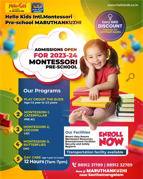 🔰Join us for the 2023-2024 academic year, as we open admissions for Grades 1 and 2. Discover a nurturing environment where children thrive and grow. Don't miss out on this wonderful opportunity to provide your child with a fantastic place to learn and develop. 🎈 ✨𝟏𝟐 𝗛𝗿𝘀. 𝗗𝗮𝘆 𝗖𝗮𝗿𝗲 & 𝗔𝗳𝘁𝗲𝗿 𝗦𝗰𝗵𝗼𝗼𝗹 𝗖𝗮𝗿𝗲✨ Ph: 📱+91 8891231789 School Leaflet Design, Open Day Ideas School, School Admission Flyer Design, Admission Open Creative Poster, School Creative Ads, Admission Open Poster, Tutoring Flyer, Web Design Creative, School Advertising