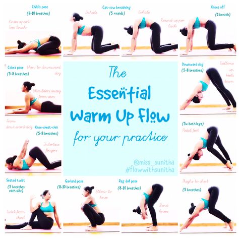 Essential yoga flow for beginners. Also perfect as a warm up for more intermediate practitioners. Check out my Instagram account @miss_sunitha for more yoga fun Warm Up Yoga, Intermediate Yoga Poses, Essential Yoga Poses, Yoga Workout Routine, Yoga Flow Sequence, Yoga Ashtanga, Yoga Vinyasa, Different Types Of Yoga, Yoga Tutorial