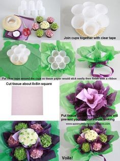 How to Make Simple Cupcake Bouquet - Queen of Hearts Couture Cakes Cupcake Bouquet Diy, Cupcake Bouquet Tutorial, Bouquet Cupcakes, Russian Tips, Cupcake Flower Bouquets, Cupcakes Flores, Elegant Cupcakes, Cake Bouquet, Cupcake Bouquets