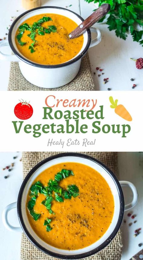 Paleo Soups, Roasted Vegetable Soup, Nutritious Lunch, Paleo Soup, Soup Healthy, Pureed Soup, Roasted Vegetable, Vegetable Soup Recipes, Veggie Soup