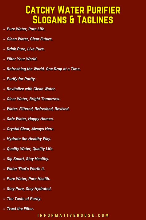 199+ The Most Captivating Water Purification Slogans! Water Conservation Slogans, Water Slogans, Clean Water And Sanitation, Water And Sanitation, Safe Drinking Water, Secret Sauce, Safe Water, Water Purification, Pure Water