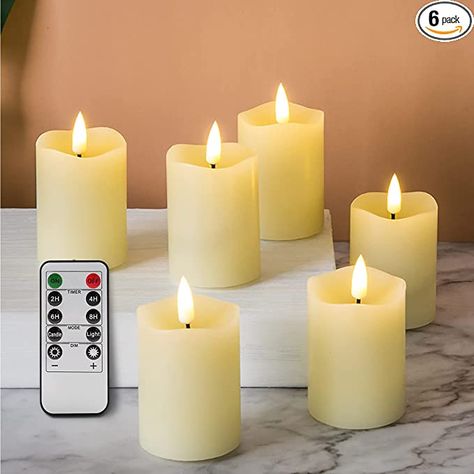 Amazon.com: Girimax Ivory Flameless Votive Candles with Remote, Real Wax Flickering LED Pillar Candles Battery Included Φ 2" H 3" : Tools & Home Improvement Realistic Candles, Timer Candles, Battery Candles, Led Pillar Candle, Flameless Led Candles, Battery Operated Candles, Flickering Candles, Novelty Lighting, Candle Sizes