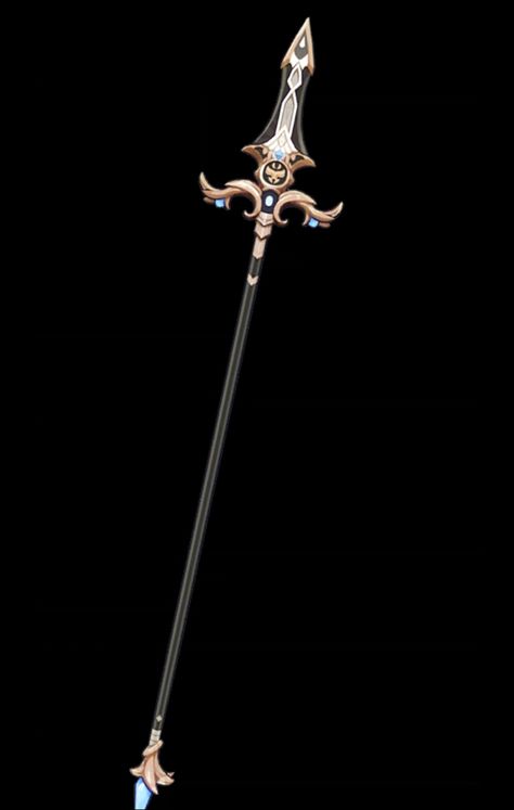 Light Spear Fantasy Art, Genshin Spear, Spear Reference, Anime Spear, Spear Concept Design, Spear Aesthetic, Water Spear, Fantasy Spear, Spears Design