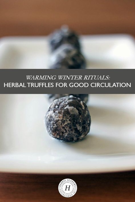 Warming Winter Rituals: Herbal Truffles for Good Circulation | Herbal Academy | Looking for ways to integrate more herbs into your diet? Try these delicious warming herbal truffles that are good for circulation! Monster Food, Herbal Academy, Herb Recipes, Herbal Recipes, Herbal Healing, Aromatic Herbs, Healing Herbs, Medicinal Herbs, Natural Medicine