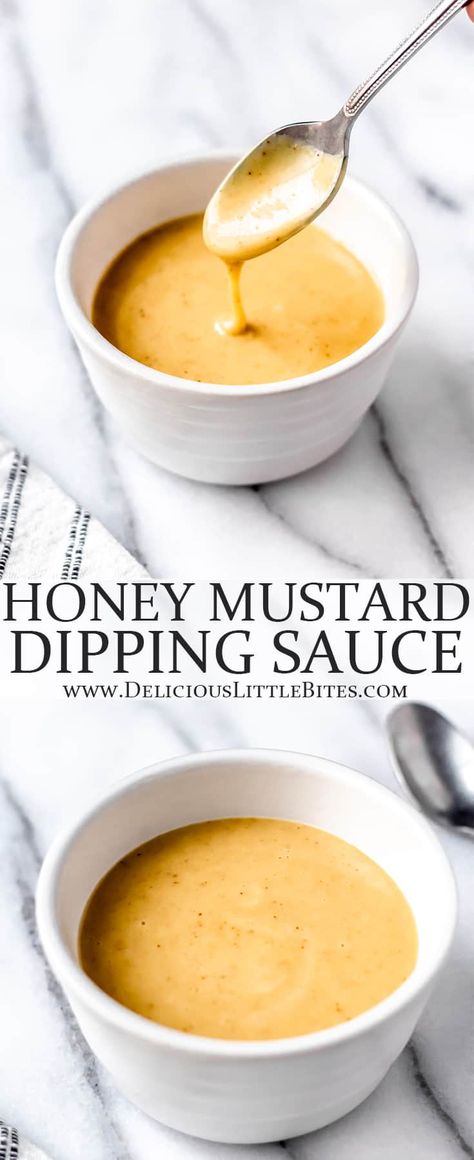 Honey Mustard Dipping Sauce is the perfect compliment to crispy chicken tenders, fresh vegetables and so much more. Make this easy, tasty sauce in less than 5 minutes with just 4 ingredients. | #honeymustard #sauce #dippingsauce Mustard Sauce For Chicken, Spicy Honey Mustard, Honey Mustard Sauce Recipe, Honey Mustard Dip, Honey Mustard Recipes, Mustard Dip, Honey Mustard Dipping Sauce, Homemade Honey Mustard, Mustard Dipping Sauce