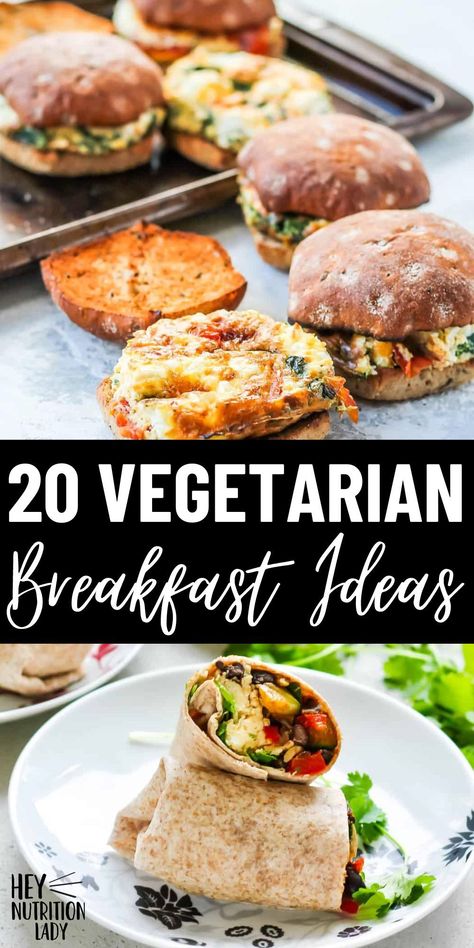 Let's get our busy weekday mornings in check! Here are 20 Vegetarian Breakfast Recipes you can make in advance to help streamline your morning routine, including sweet and savory breakfasts, and both vegan and vegetarian options. Vegetarian Breakfast Ideas, Easy Vegetarian Breakfast, Roasted Vegetable Frittata, Healthy Vegetarian Breakfast, Breakfast Tacos Recipe, Vegetarian Brunch, Breakfast Vegetables, Breakfast Inspiration, Veggie Breakfast