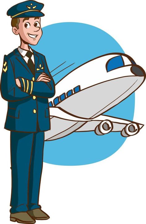 vector illustration of male pilot in airport background Pilot Illustration, Airport Background, Pilot Drawing, Pilot Cartoon, Male Pilot, Preschool Pictures, Pilot Uniform, Botanical Flowers Print, In Airport