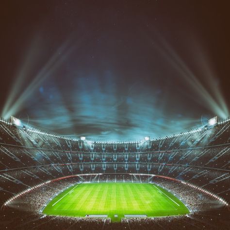 Football stadium with the stands full of... | Premium Photo #Freepik #photo #soccer-stadium #sports-stadium #football-stadium #stadium Stadium Wallpaper, Football Movies, Flyer Background, Football Tattoo, Goals Football, Football Background, Football Cups, About Football, Sport Shirt Design