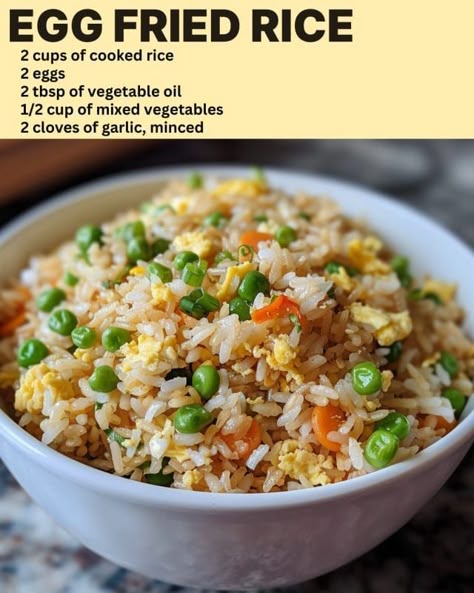 Simple Egg Fried Rice Fried Rice Ingredients, Potatoes Vegetables, Bean Rice, Fried Rice Recipe Easy, Chinese Foods, Weather Crafts, Egg Fried Rice, Side Order, Homemade Bread Recipes Easy