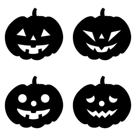 Four kinds of Silhouette pumpkin Download Picture｜illustoon Moldes Halloween, Pumpkin Tattoo, Halloween Decals, Carte Halloween, Cricut Halloween, Halloween Silhouettes, Halloween Vector, Halloween Illustration, Halloween Icons