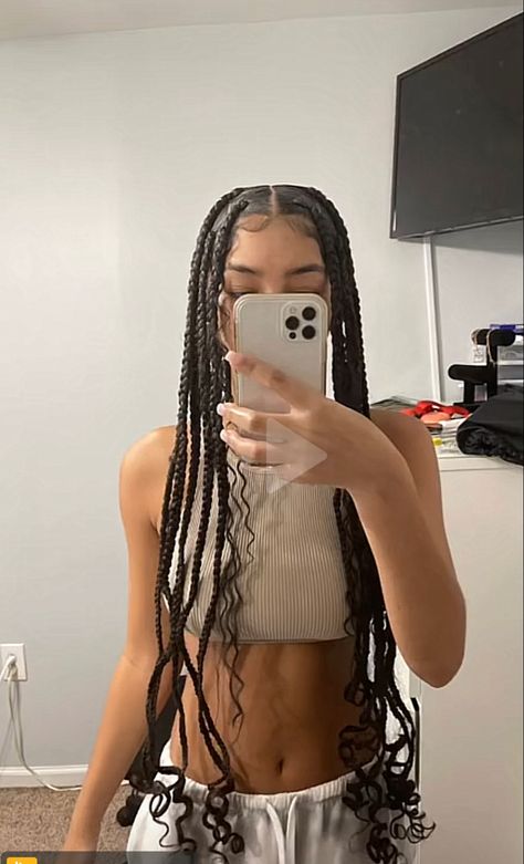 Mixed People With Braids, 2 Braid Extensions, Cute Braids For Mixed Women, Mixed Women Braids, Braid Hairstyles For Mixed Women, Braid Inspo Mixed Girl, Light Skin Hairstyles Braids, Mixed Curly Hair Braids, Box Braids Types