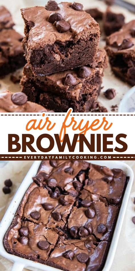 Looking for more homemade treats for Mother's Day? These Air Fryer Brownies are rich, moist, and easy to make. This homemade brownie recipe is decadent and makes the best Mother's Day dessert recipe. Save this pin! Air Fryer Boxed Brownies, Easy Air Fryer Desserts, Air Fryer Brownies, Air Fryer Desserts, Mother's Day Dessert, Homemade Brownie Recipe, Homemade Brownie, Desserts With Few Ingredients, Fried Dessert