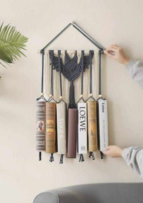 Wall Hanging Bookshelf, Wall Bookshelves Kids, Hanging Bookshelf, Hanging Bookshelves, Unique Bookshelves, Wall Bookshelf, Witchy Room, Witchy Home Decor, Modern Bookshelf