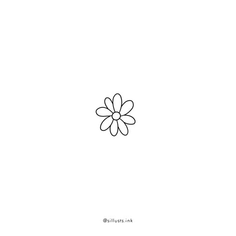 Simple Small Flower Drawing, Flower Tattoo Drawings Simple, Small Cartoon Flower Tattoo, Daisy Flash Tattoo, Flower Tattoo Designs Minimalist, Simple Daisy Tattoo Outline, Tiny Tattoo Flower, Tiny Daisy Tattoo Simple, Daisy Simple Tattoo