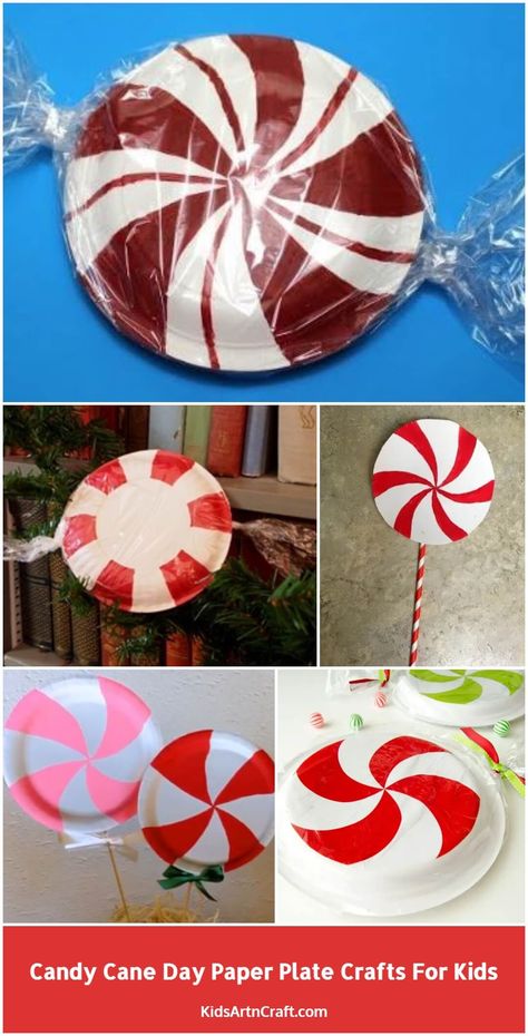 Candy Cane Day Paper Plate Crafts for Kids Check more at https://www.kidsartncraft.com/candy-cane-day-paper-plate-crafts-for-kids/ Christmas Candy Paper Crafts, Paper Plate Candy Decorations, Candy Crafts Preschool, Candy Land Crafts For Kids, Candy Cane Activities For Preschool, Paper Candy Crafts, Candy Paper Crafts, Candy Crafts For Kids, Candy Cane Crafts For Kids