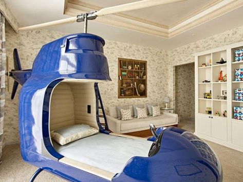 Kids Helicopter Bed - Awesome Stuff 365 Kids Bed Design, Unique Beds, Childrens Beds, Kids' Bed, Cool Beds, Kid Beds, Boy's Room, Bed Design, Helicopter