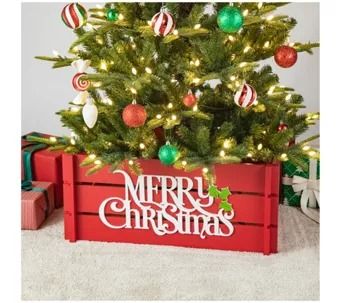 New Arrivals — Christmas in July Sale — QVC.com Modern Farmhouse Christmas, Christmas Tree Base, Minimalist Christmas Decor, Tree Collar, Christmas In July Sale, Creative Christmas Trees, Real Christmas Tree, Christmas Tree Stand, Christmas Arrangements