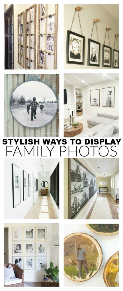 Make your house a home with these stylish ways to display family photos. Ways To Display Family Photos, Diy Art Wall, Photowall Ideas, Family Pictures On Wall, Wedding Photo Display, Photo Wall Display, Family Photo Wall, Display Family Photos, Photo Wall Decor