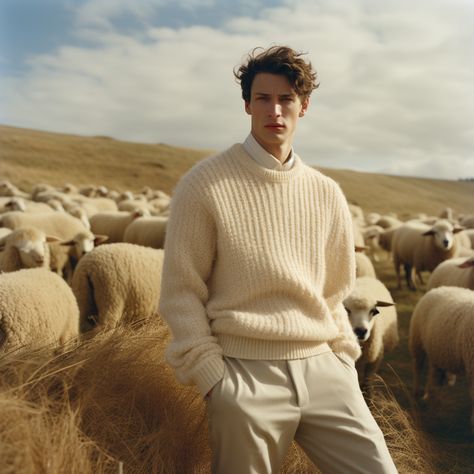 Prompt in caption: British man, Wool Sweaters, Loro Piana, sunny morning, Tim Walker, GQ editorial 🔥Visit link in bio to more free prompts and more creative pictures. (Daily updates) #AIArt #midjourney #PromptPal #aiartcommunity #digitalart #aiphotography #midjourneyartwork #aimodel #aiartcommunity #aifashion Knitwear Campaign, Workwear Polo Collar Merino Wool Sweater, Sweater Editorial, Gq Editorial, Luxury Fine Knit Merino Wool Polo Sweater, Man About Town Editorial, Luxury Men's Merino Wool Cardigan, British Man, Italy Winter