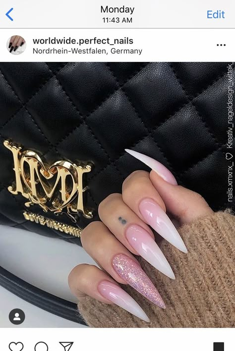 Disney Acrylic Nails, Long Almond Nails, Cute Pink Nails, Edge Nails, Trendy Nail Art Designs, Pointed Nails, Stiletto Nails Designs, Glow Nails, Acrylic Nails Coffin Pink